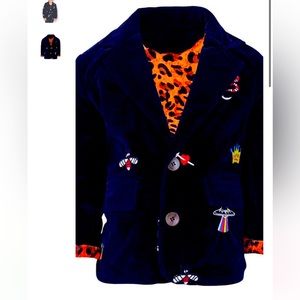 Lola and The Boys patch velvet blazer